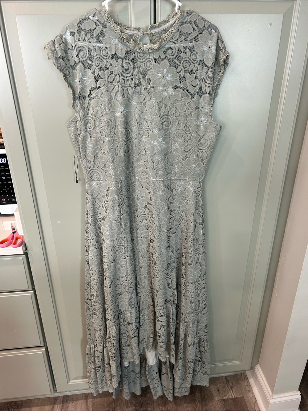 Mia Joy by Joyfolie Lace Fit-and-Flare Maxi Dress in Light Gray blue
